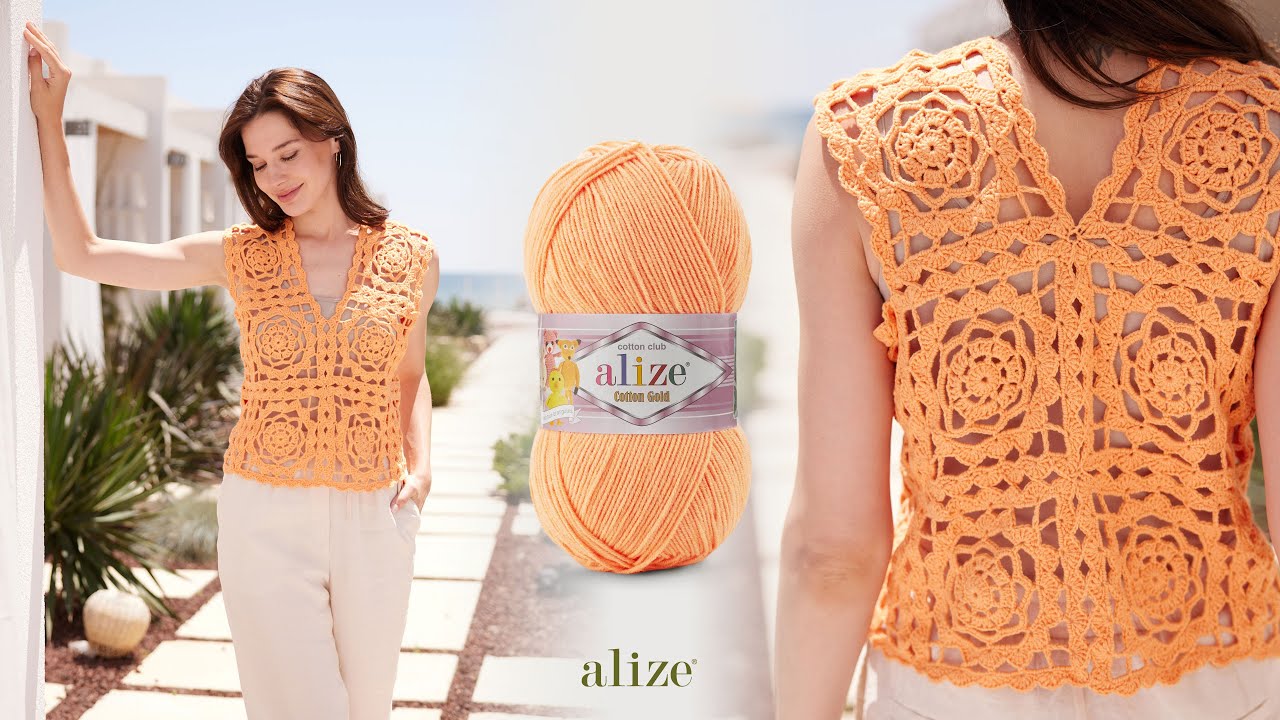 Свитер с сезонными мотивами из Alize Cotton Gold