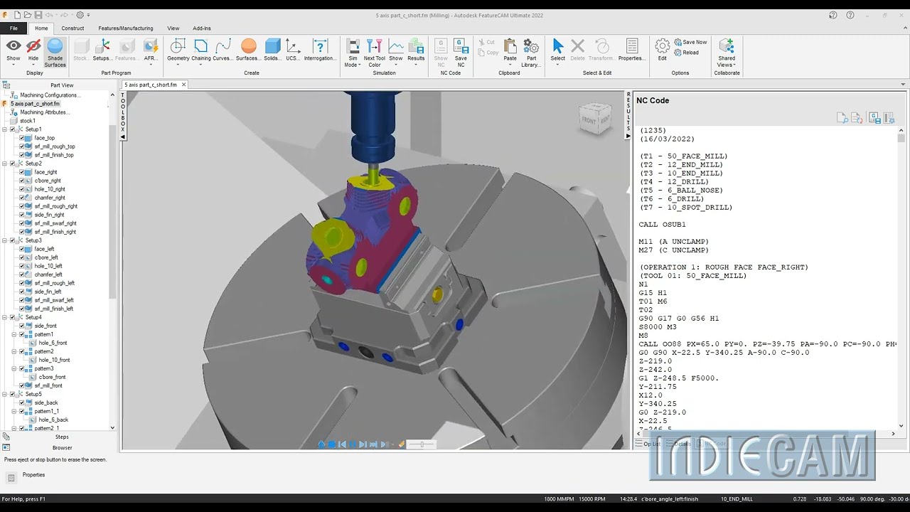 FeatureCAM - Okuma - Genos M460V-5AX - 5 Axis Machining Centre