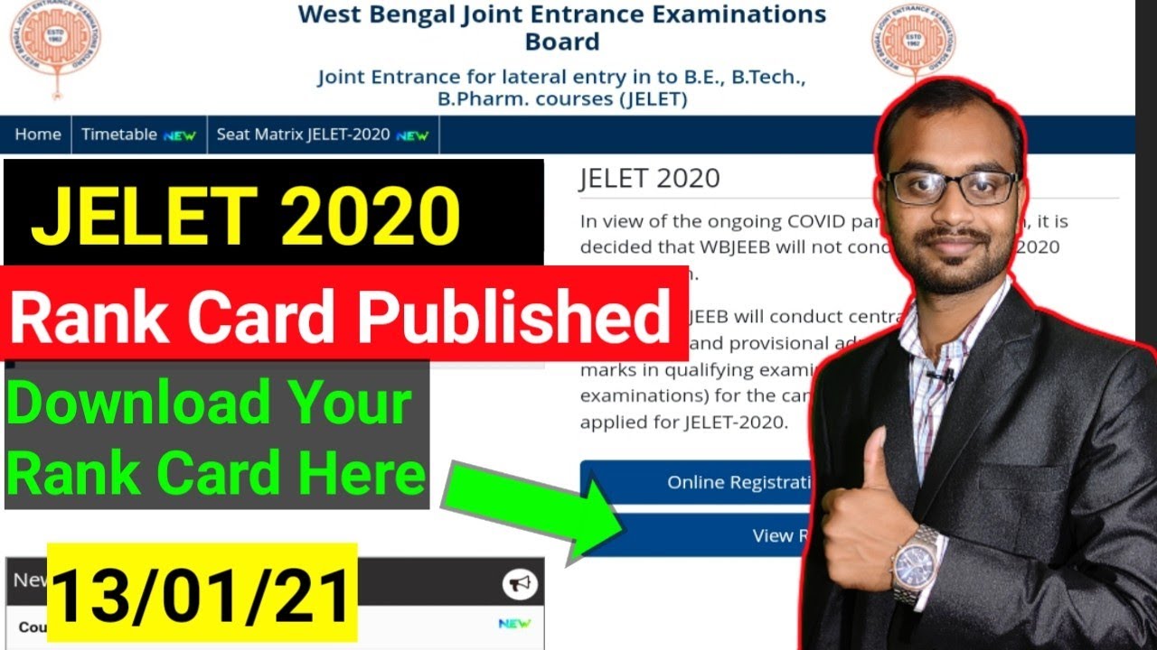 JELET 2020 RANK CARD PUBLISHED || How to check Your WBJEE JELET rank Card?