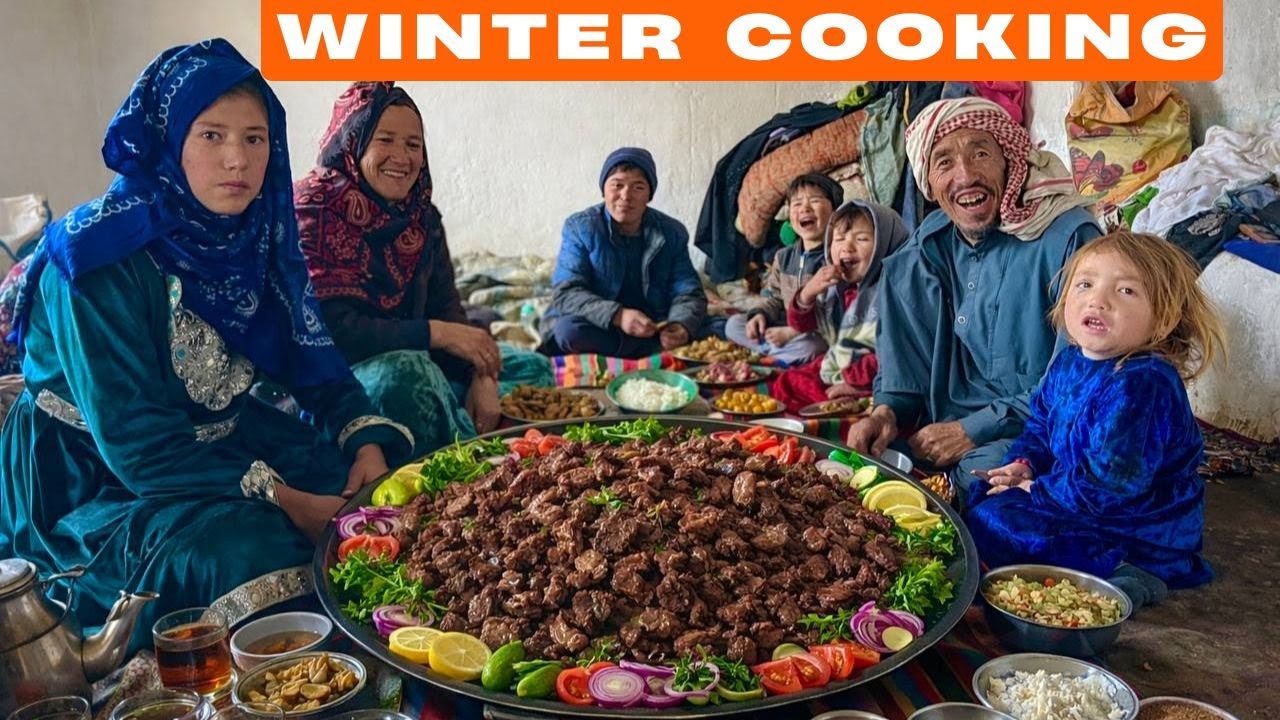 Winter Cooking Beef Liver in a Mountain Village | Village Life of Afghanistan