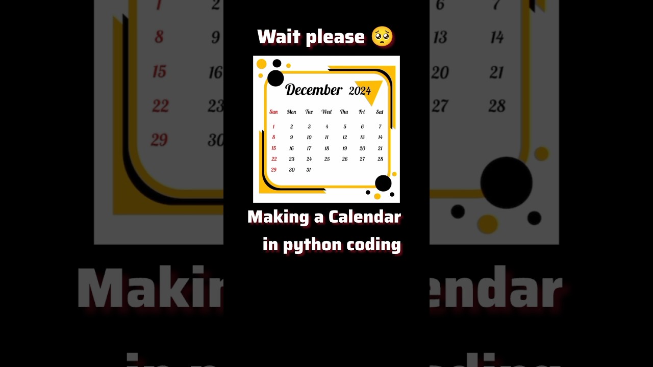 Making a Calendar in python coding | python coding |python  Calendar in coding|
