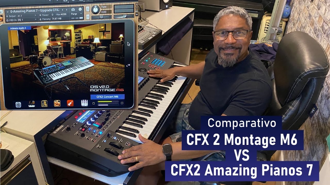 Comparativo entre timbres do Piano CFX2 do Yamaha Montage M6 e Amazing Pianos 7 #piano