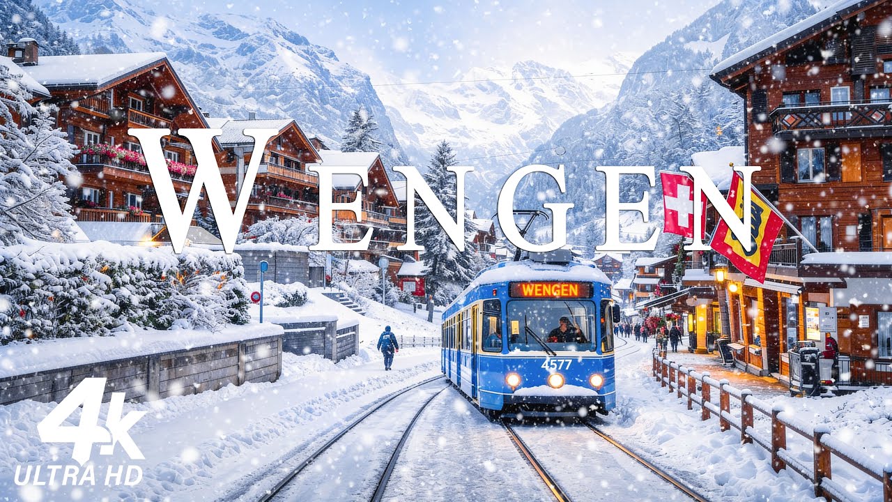 Зимняя сказка в Венгене 4K ❄️ Заснеженная альпийская деревня и швейцарское спокойствие