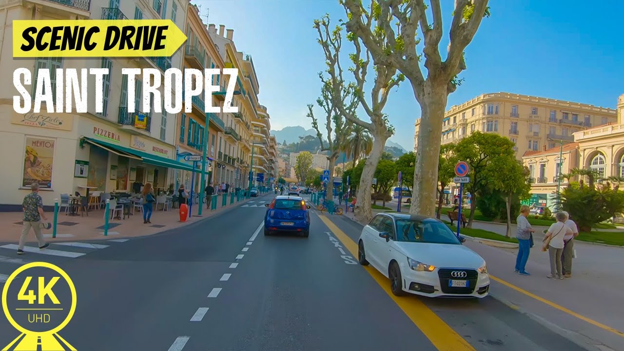 4K Driving in France - Roads of Le Plan de la Tour - Pampelonne - Saint Tropez - Menton