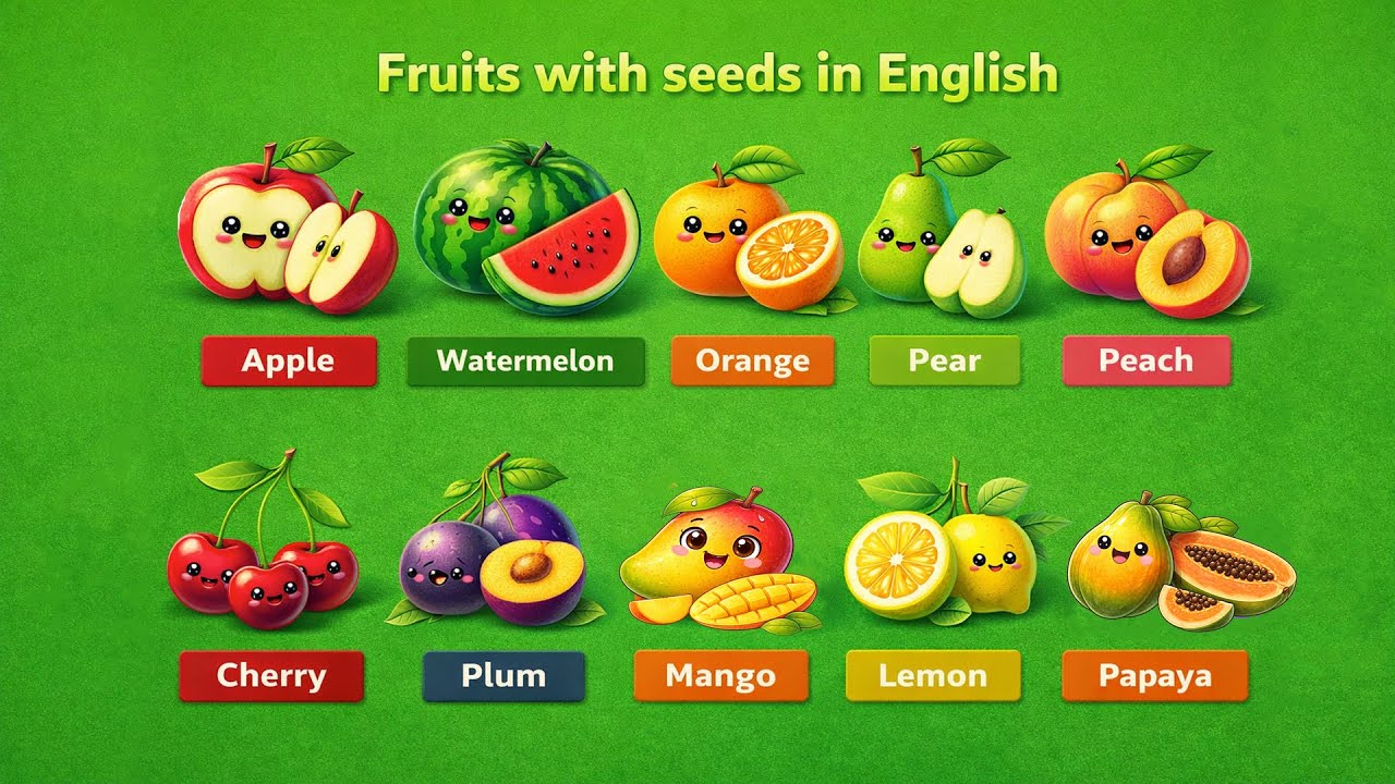 Learn Fruits in English – Part 7 (Fruits with Seeds)