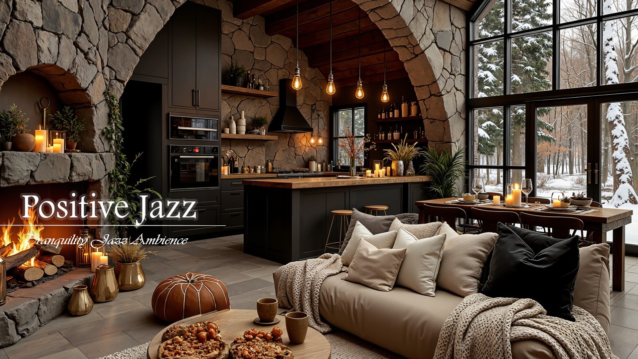 Soft Jazz in Tranquil Pub Ambience | Relax With Smooth Jazz & Warm Fireplace for a Positive Morning