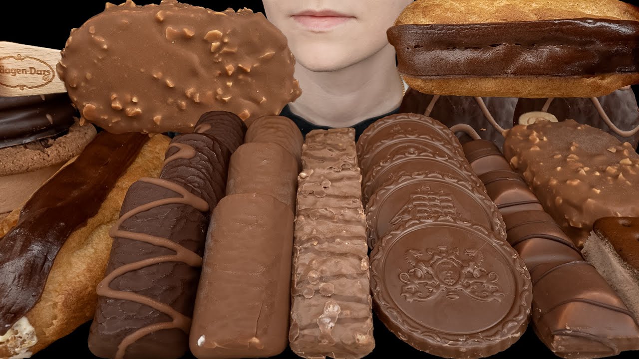 ASMR Chocolate Desserts & Ice Cream *Eclair, Cookie Sandwich, Dove, Haagen-Dazs, Kinder Bueno, Cake