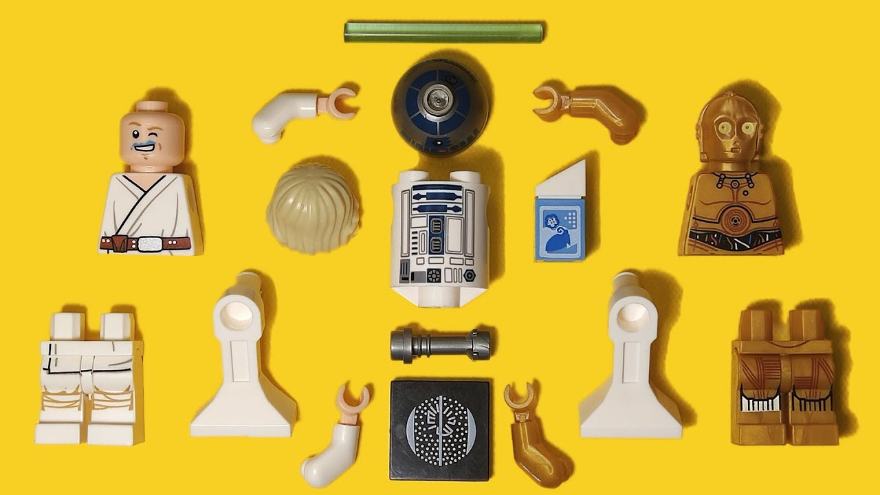 LEGO Luke Skywalker with C-3PO & R2-D2 | Episode IV: A New Hope | Unofficial Minifigure | Star Wars