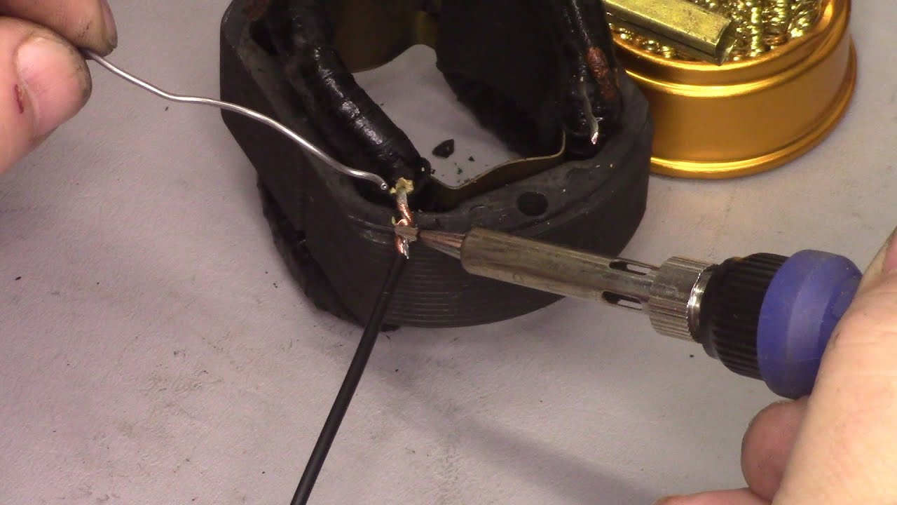 Singer Potted Motor: Soldering New Wires Tight to the Coils
