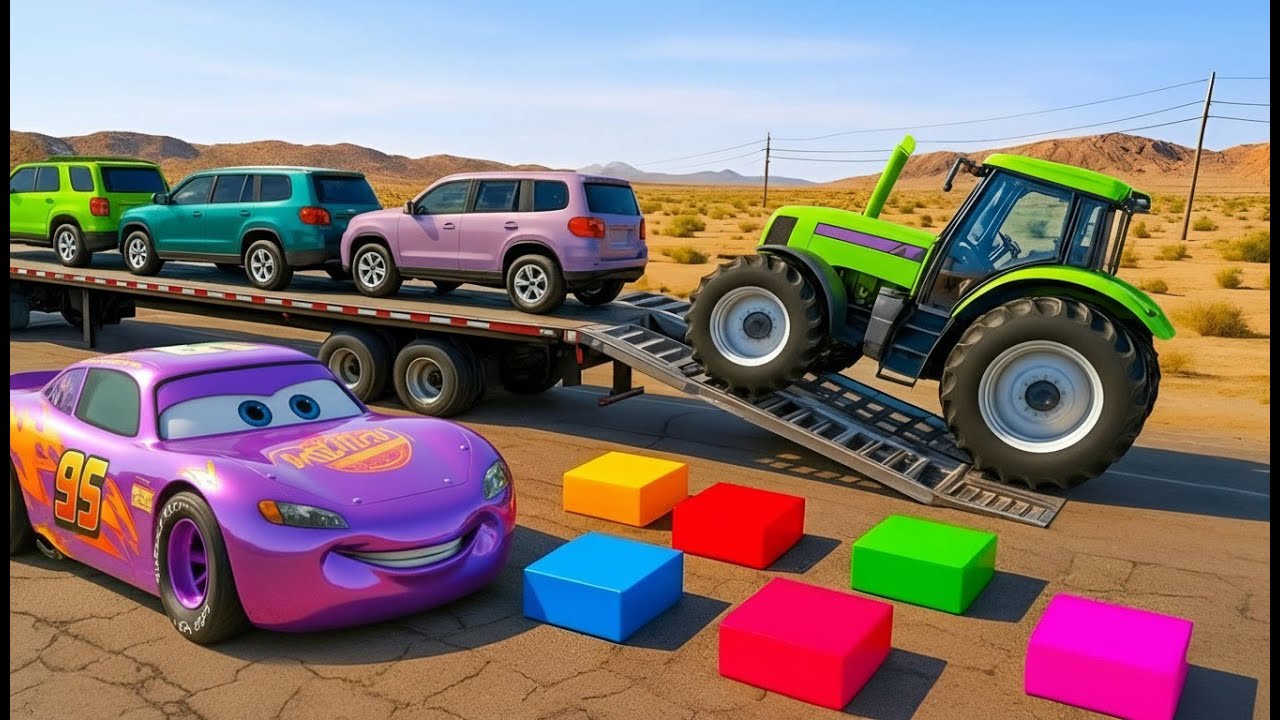 Flatbed Truck Mcqueen | Transportation with Truck - Pothole vs Car #4 - BeamNG.Drive