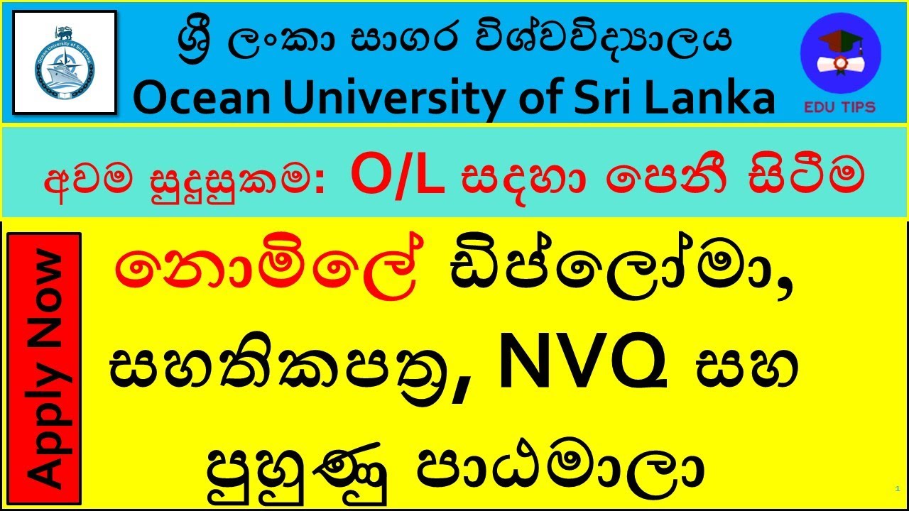 Diplomas, Certificate courses and Training programs @ Ocean Unicversity of Sri Lanka