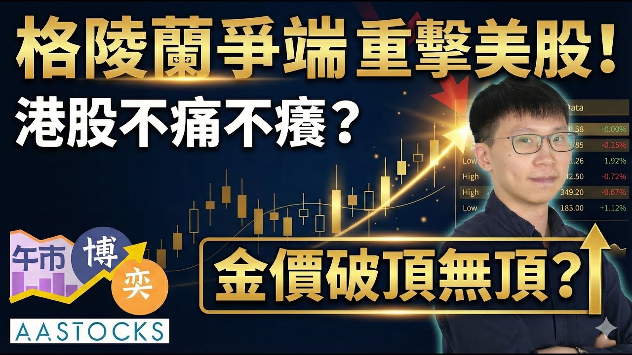 【恒指迎5連跌📉？】格陵蘭爭端 重擊美股💀 港股不痛不癢🤨？金價破頂無頂🚀？︱黃灝然︱午市博奕︱2026-1-21