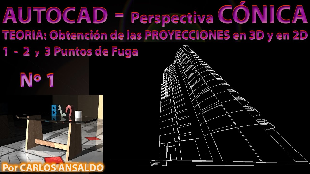 1 - Perspectiva CÓNICA en 3D y en 2D - Teoria 2ª parte - Usando Autocad