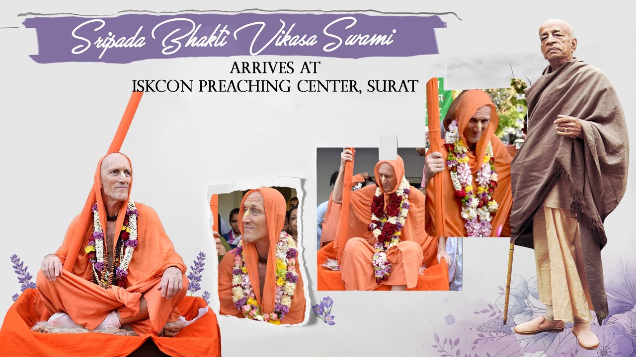 Sripada Bhakti Vikasa Swami Arrives at ISKCON Preaching Center, Surat