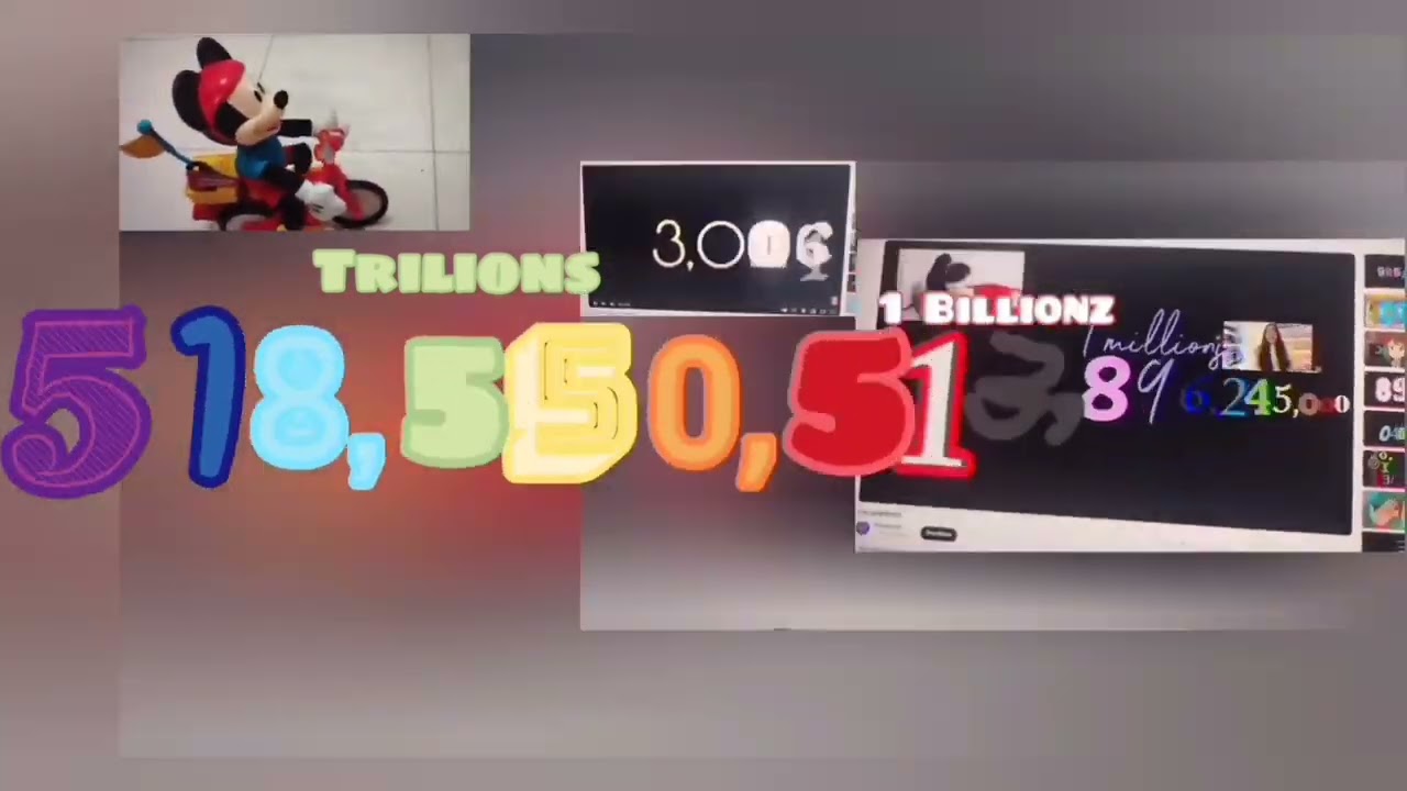 Numbers 0 to 1 decillion sounds with effects