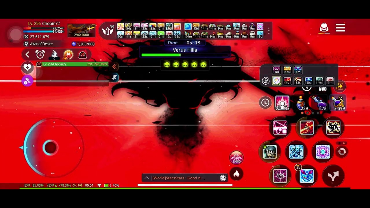 MaplestoryM, solo normal verus hilla with 106m mdc hayato (no altar, 4 skulls left). 