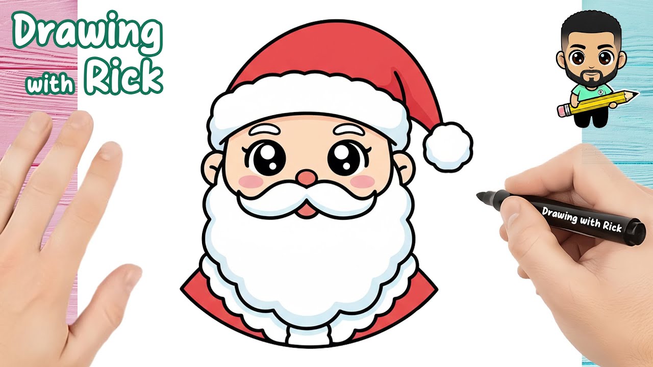 How to Draw KAWAII SANTA CLAUS Step by Step 🎅🎄 | Easy Christmas Drawing for Beginners