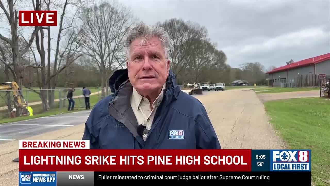 Electrical damage at Pine High School in Washington Parish caused by lightning strike