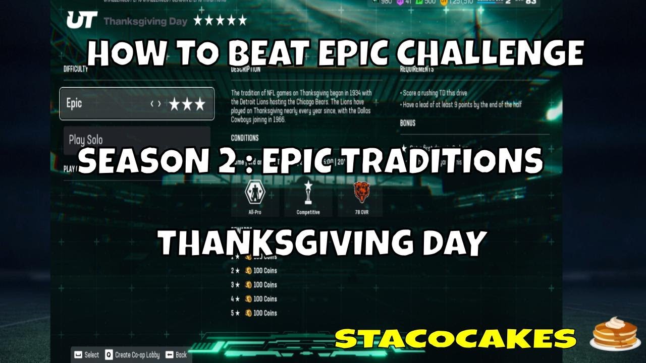 MADDEN 26 HOW TO BEAT THE SEASON 2 EPIC CHALLENGE THANKSGIVING DAY SOLO