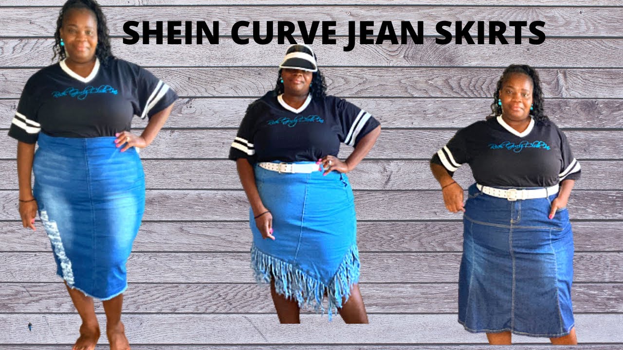 SHEIN Curve Plus Size | SHEIN plus size haul | Try on Jean Skirts Haul 💕