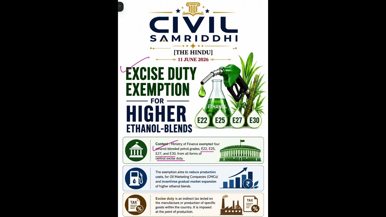 Higher Ethanol Blends Explained | Excise Duty Exemption | Ethanol Blending Programme | UPSC #upsc