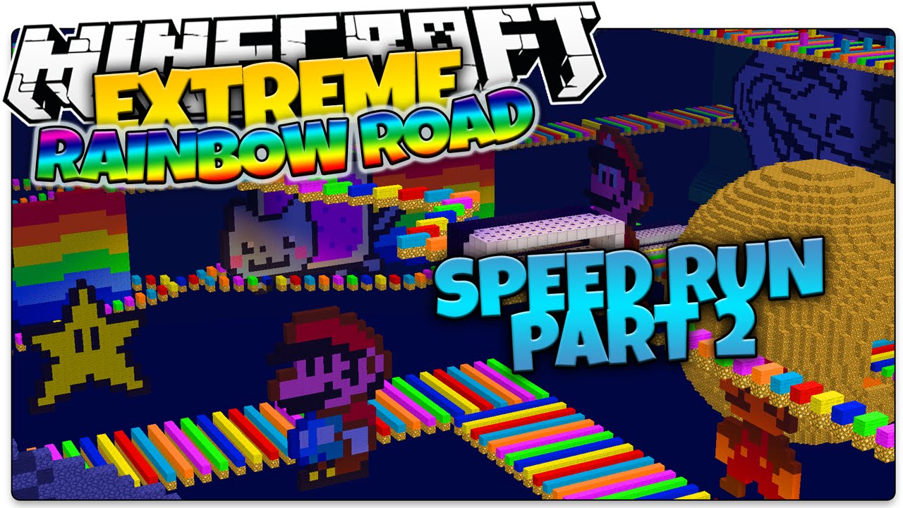 Minecraft | EXTREME RAINBOW ROAD! FINALE | Mario Parkour Speed Run Map (Minecraft Parkour)