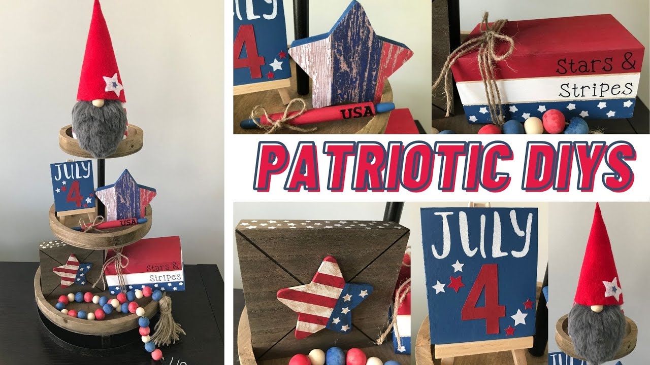 4th of July Dollar Tree Tiered Tray DIYS | Dollar Tree DIY Patriotic Decor