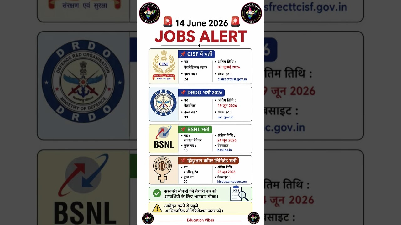 Latest Govt Jobs 2026 CISF, HCL, DRDO Recruitment Update #govtjobs2026 #indiajobs #competitiveexams