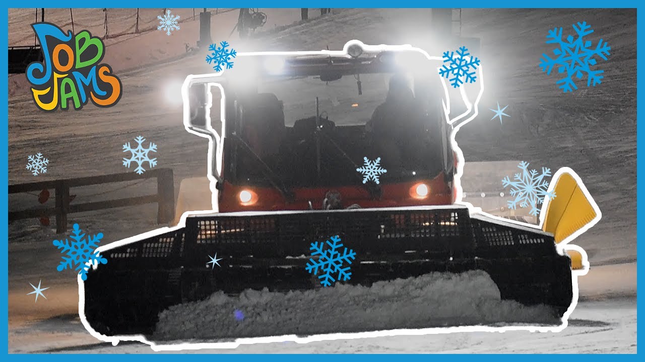 Big Snow Groomer Trucks Clean up the Ski Hill  |  Job Jams  |  Kids Music, Songs and Sing Along