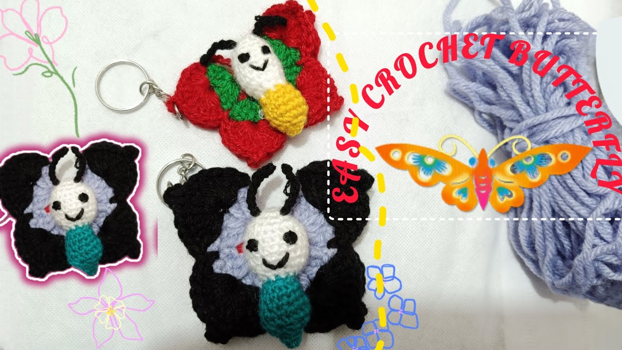 Crochet Easy 🥰 Butterfly 🦋 Keychain 🔑 | Tutorial for beginners| @Nisha_hooda 🫶