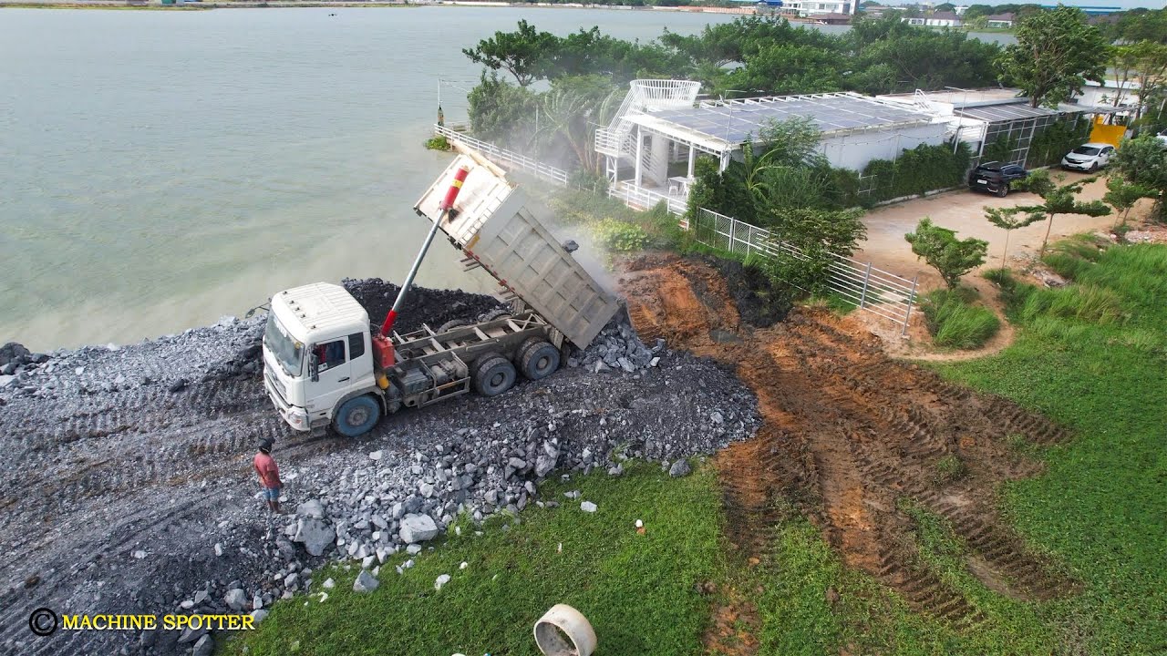 Wow!! Incredible 100% Complete By Bulldozer & Dump Trucks Spreading Stone Building New Road