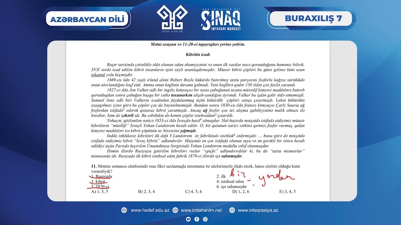 Hədəf. Buraxılış - 6. Sınaq. Azərbaycan dili. 10-cu sinif. 19.02.2023