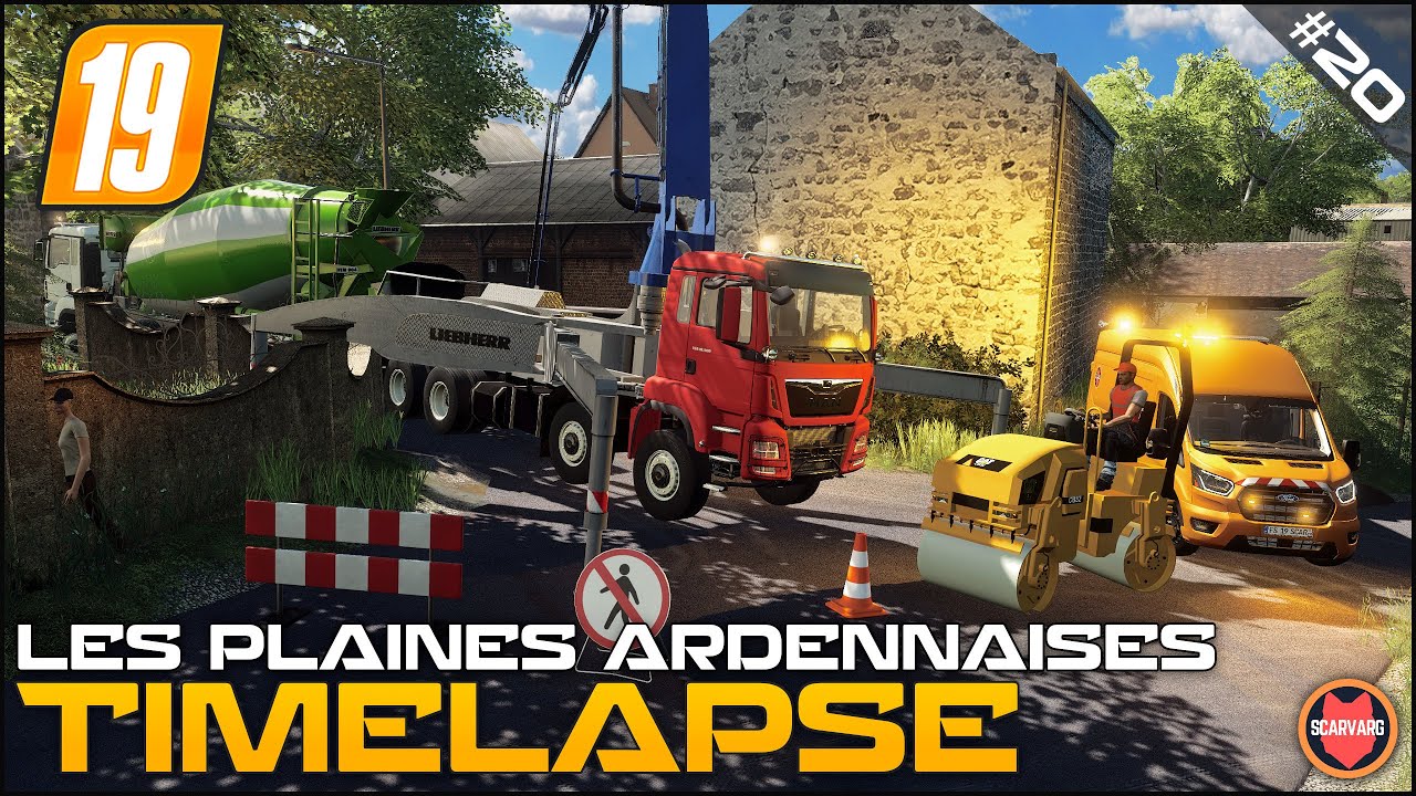 Pumping Concreete Floors With A Long Reach Truck ⭐ FS19 Les Plaines Ardennaises V2 Timelapse