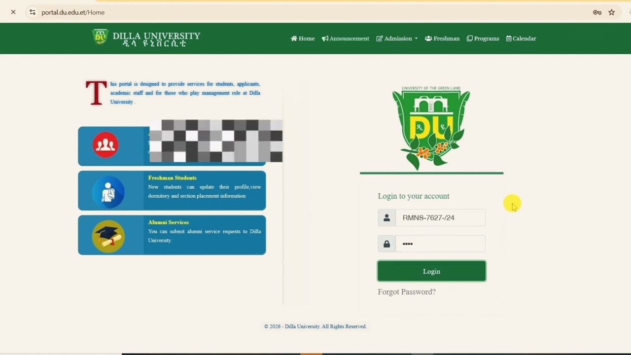 Dilla University Student Online Registration & View Grade Report |#du #registration  | part one