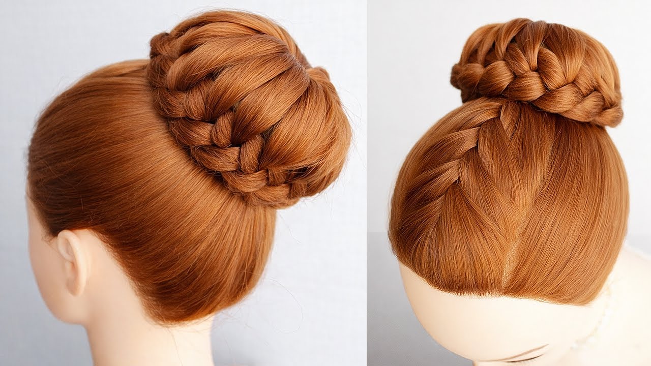 Easy Elegant French Braid Bun Hairstyle for Wedding Guests
