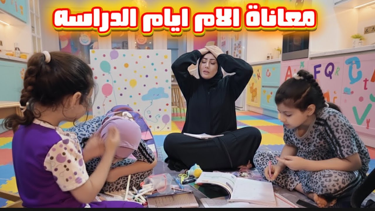 معاناة الام والاطفال ايام الدراسه حسوني يلعب بالمبايل 