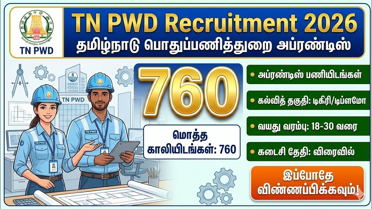 TN PWD Recruitment 2026 | 760 Apprentice Jobs