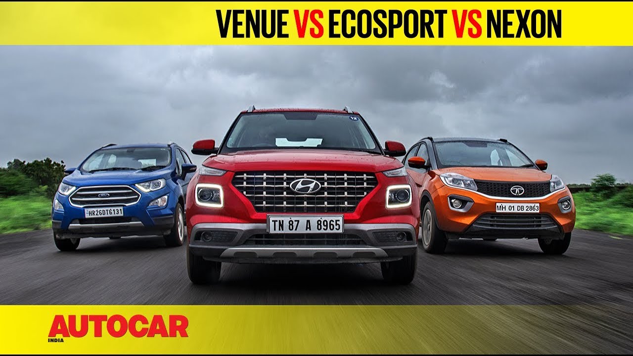 Hyundai Venue vs EcoSport vs Nexon - Petrol Automatic | Comparison Test Review | Autocar India
