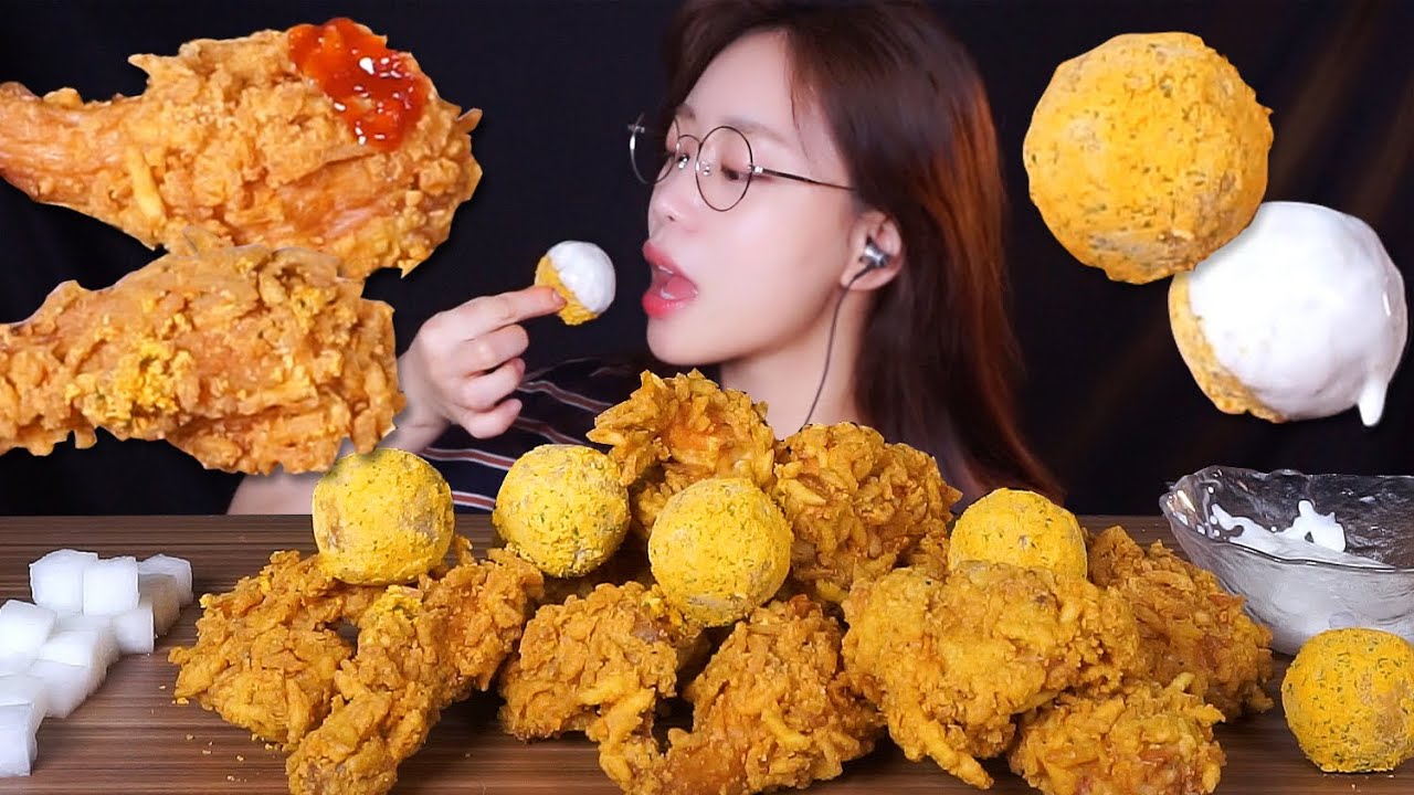 ASMR BHC 포테킹 뿌링치즈볼 먹방 ..저는 솔직히..!(POTATO FRIED CHICKEN & CHEESE BALLS MUKBANG EATING SHOW)