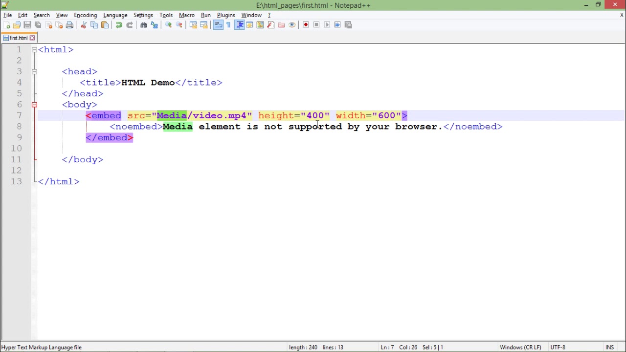 HTML - Embedding Media
