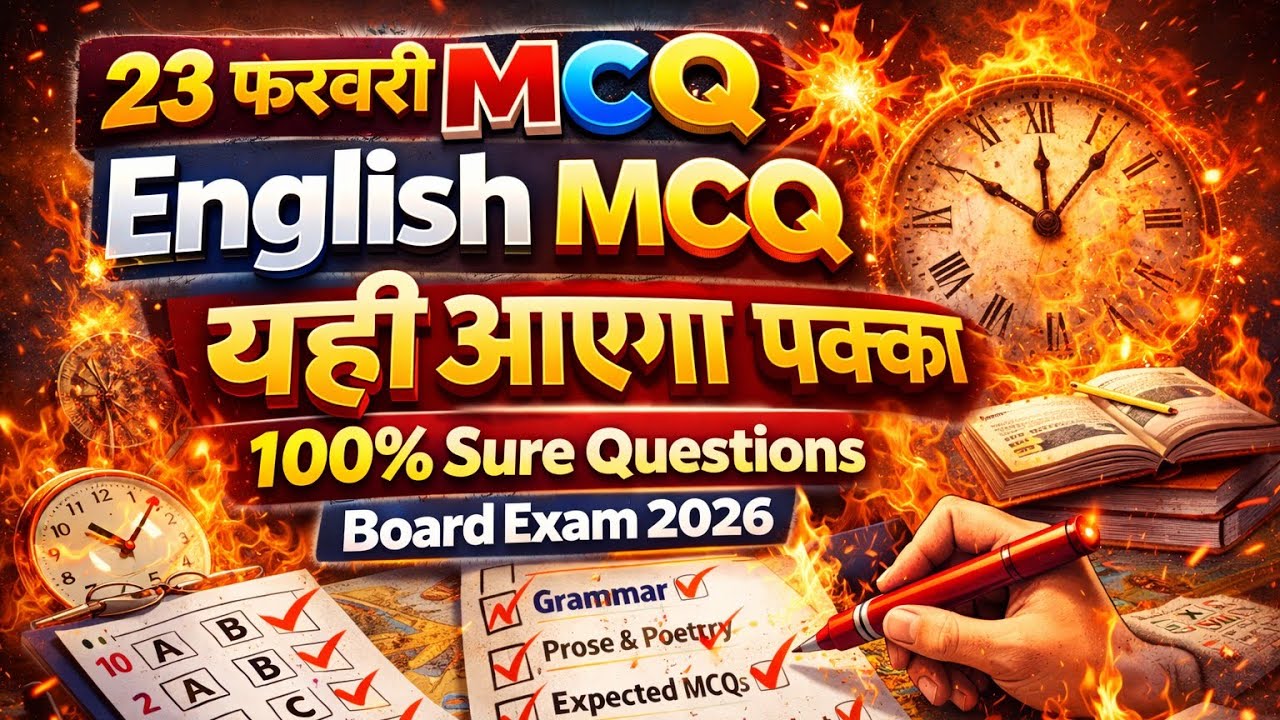 23 फरवरी English MCQ 💥 यही आएगा पक्का | 100% Sure Questions | Board Exam 2026