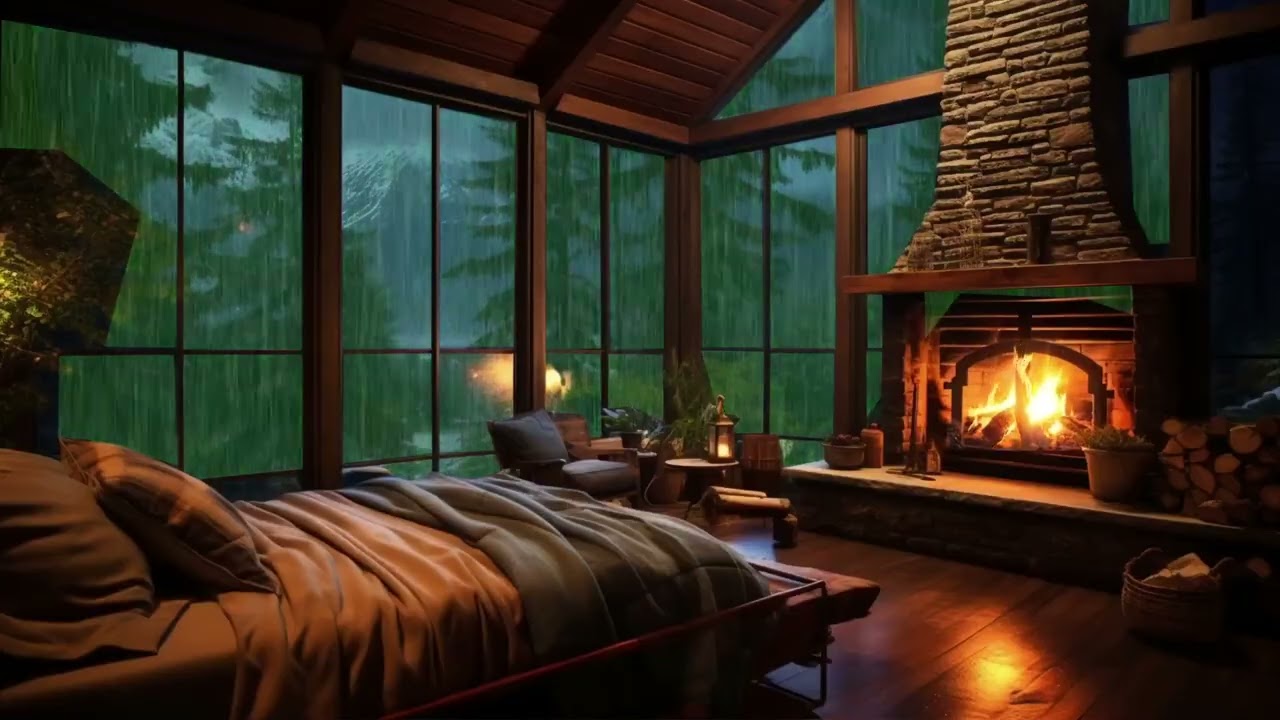 Gentle Rain & Crackling Fire 🌧️🔥 Sleep Sounds for Stress Relief