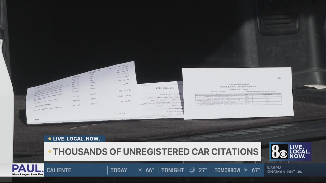 Las Vegas area police cite 50,000 drivers for registration violations in 2025