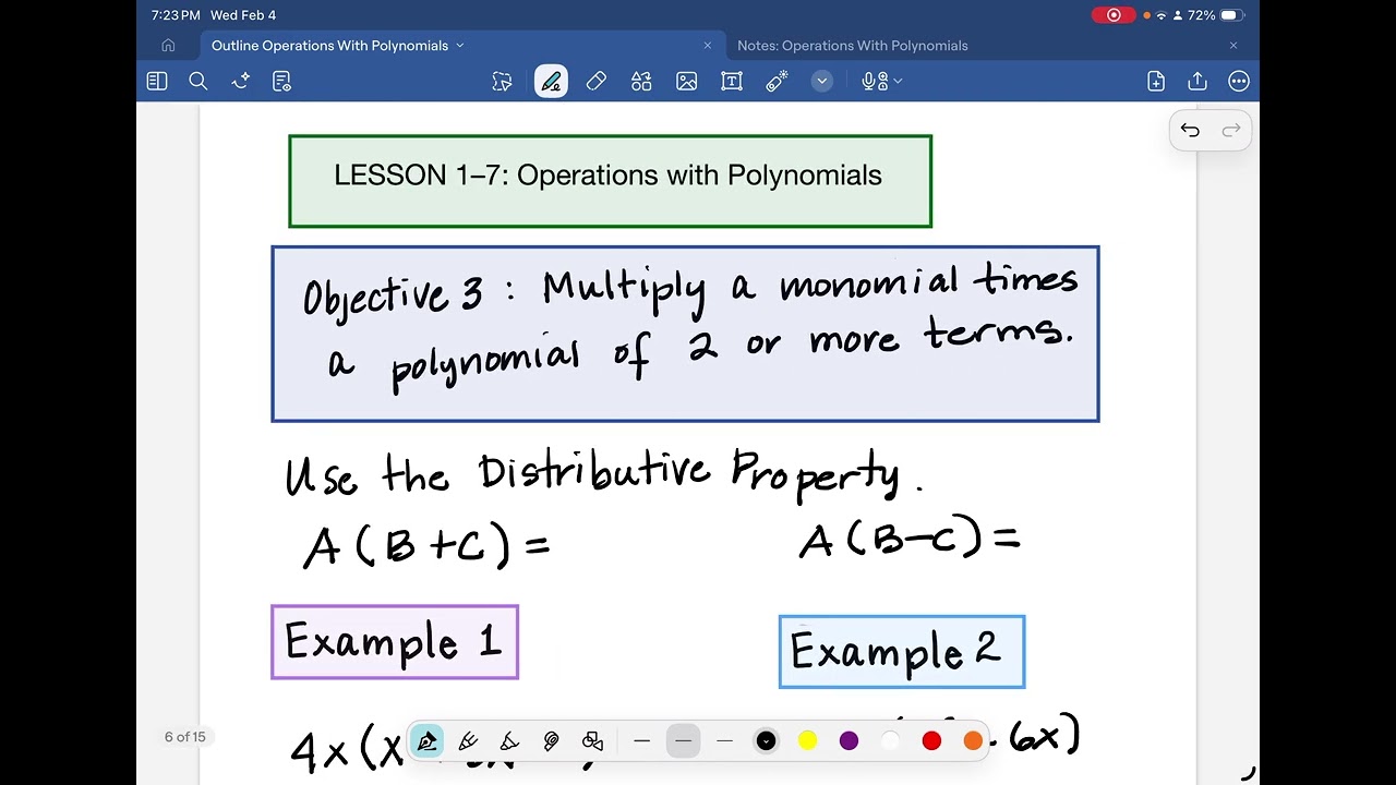 Operations with Polynomials:  Multiplying Monomials