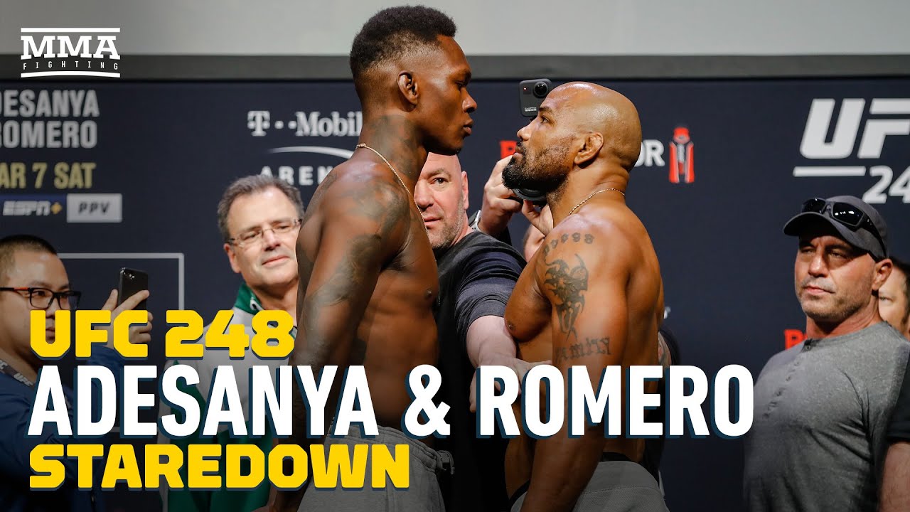 Israel Adesanya vs. Yoel Romero UFC 248 Weigh-In Staredown - MMA Fighting