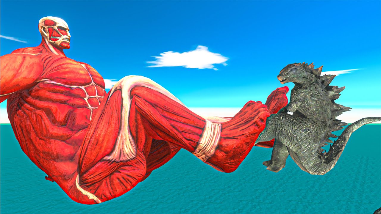 Godzilla Pushes Enemies into the Building - Animal Revolt Battle Simulator