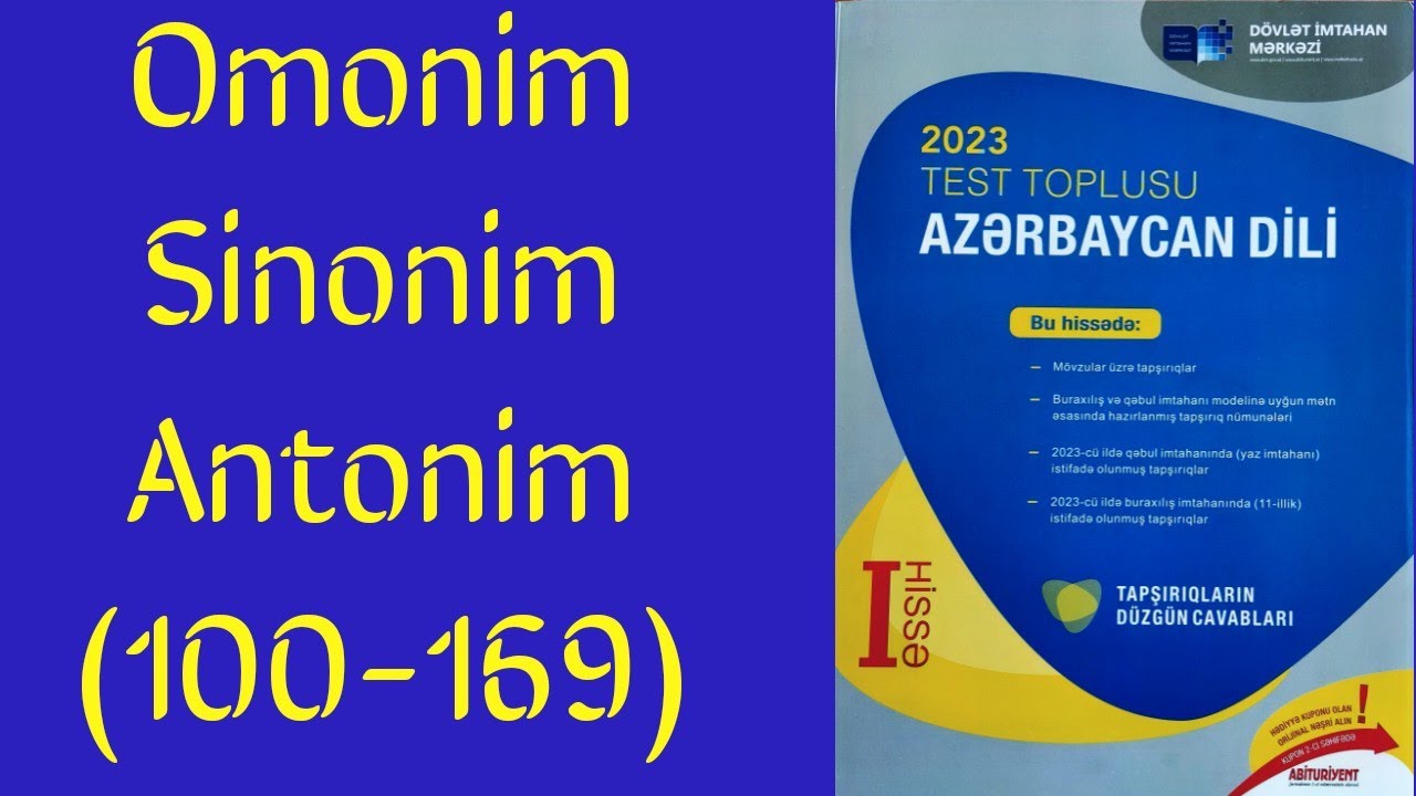 Omonim, sinonim, antonim (101-169). Azərbaycan dili test toplusu