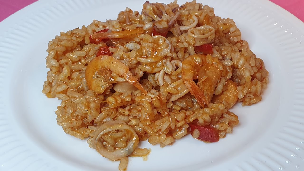 ARROZ CON CALAMARES. Y Gambas, una receta completa. #nuberosaylila