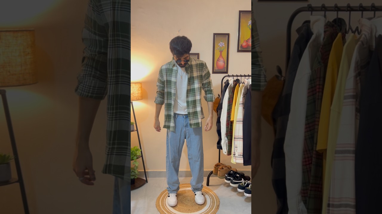 OOTD | green check shirt, and blue denim outfit combo | #clothingstyle #denim #denimjeans #fashion