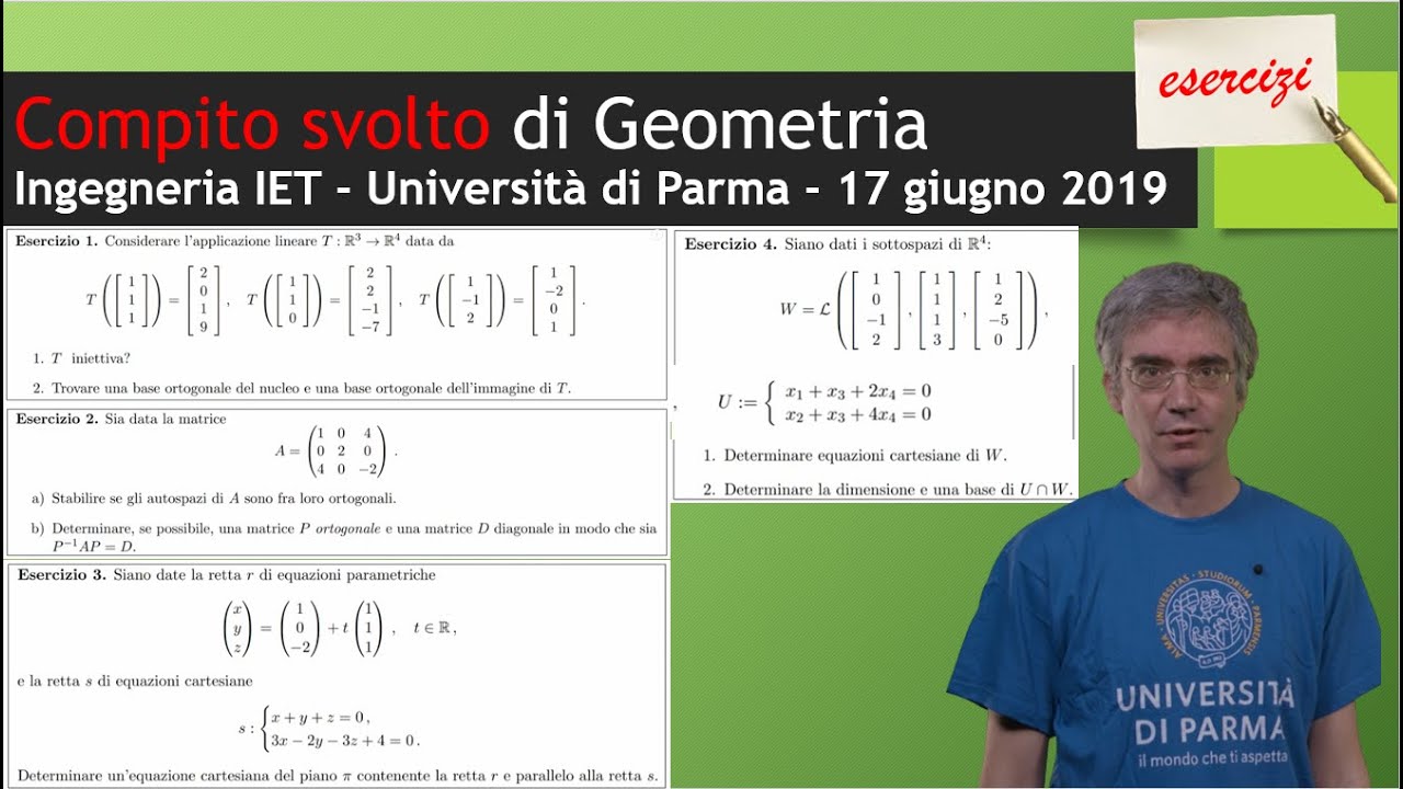 Compito svolto di Geometria - Ingegneria IET - Università di Parma - 17 giugno 2019
